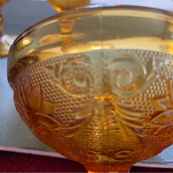 Set of 7 Vintage Tiara Sandwich Amber Collection Dessert Dishes - Picture 3 of 10